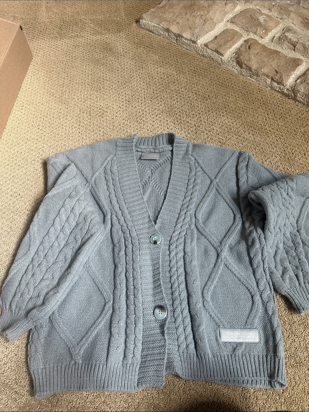 Taylor Swift TTPD Gray Cable Knit Button-Front Women's Sweater Cardigan. xs/s